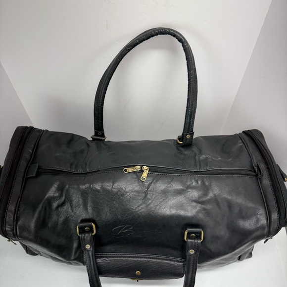 Brantley Gilbert Black Real Buffalo Leather Sherpa Lined Travel Duffle Bag - Picture 2 of 10